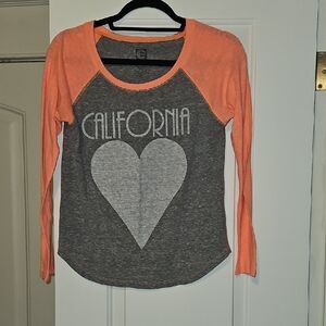 Billabong Gray and Orange California Raglan Tee